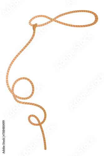 Wild lasso icon. Cowboy aesthetic concept. Wild west, country style. Flat vector illustration isolated on white background. Element for print, banner, card, brochure, logo.