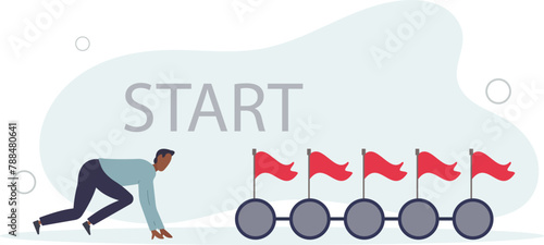ready to run on business milestones. ready to win or overcome challenge,flat vector illustration.