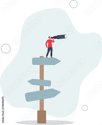 make decision or career path, vision to see future .flat vector illustration.