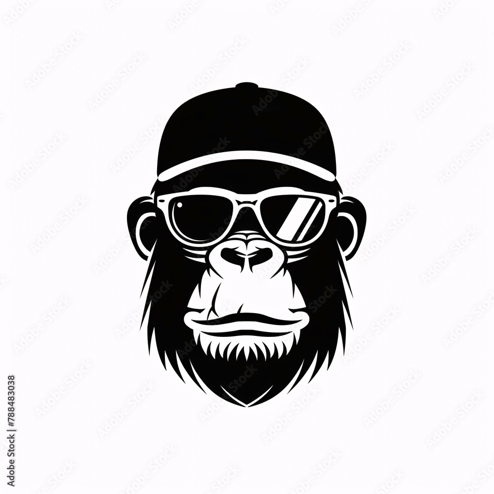 Fototapeta premium logo minimalistic design of an Ape wearing sunglasses and