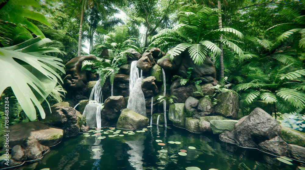 Simulated water gardens, small simulated ecosystems, waterfalls that were created to decorate the home. for naturalness Simulated water gardens, small simulated ecosystems, waterfalls that were created to decorate the home. for naturalness