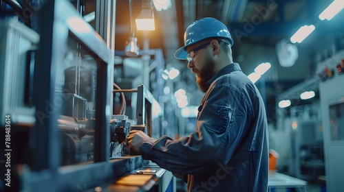 Content Employee in High-Tech Production Line: A Symbol of Modern Manufacturing Joy