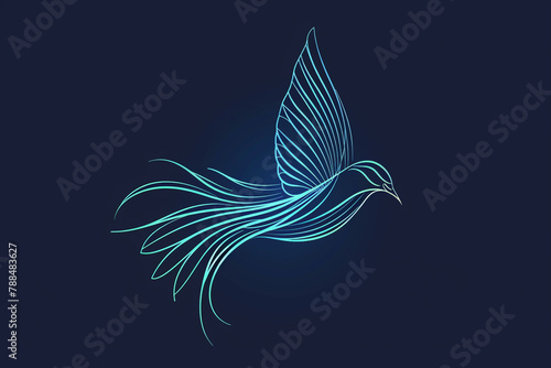 An abstract logo of a bird in motion, crafted with precise vector lines.
