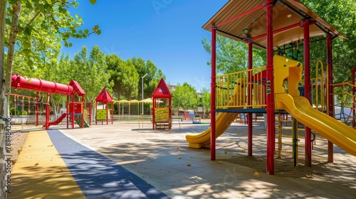 Sanitizing play areas in a childrens park, safety, community, care