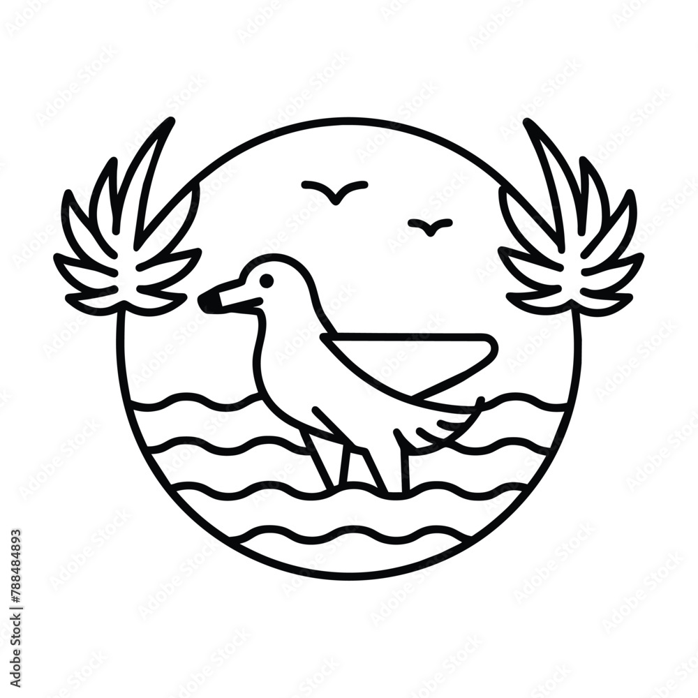 Obraz premium Figure stained glass swan floating on the background of the sun