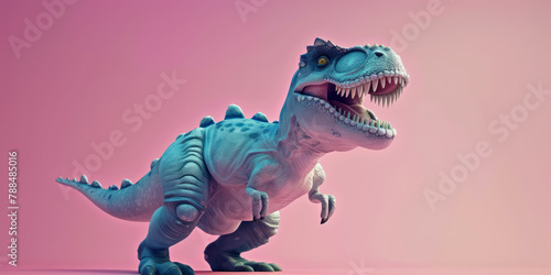 playful tyrannosaurus rex in pink hues 3d illustration for children's fantasy. Dinosaur Day, withcopy space for text photo