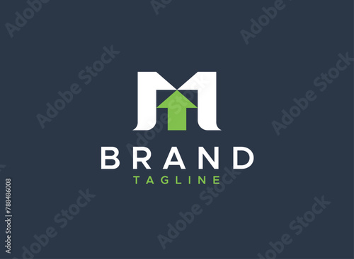 Introducing our dynamic M Letter Arrow Up Logo Design Template, this logo used for finance, growth, increase, marketing, success, up, text, m lettermark, arrow, progress, investment