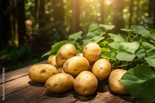 Robust Ripe potatoes fresh. Farm plant field. Generate Ai