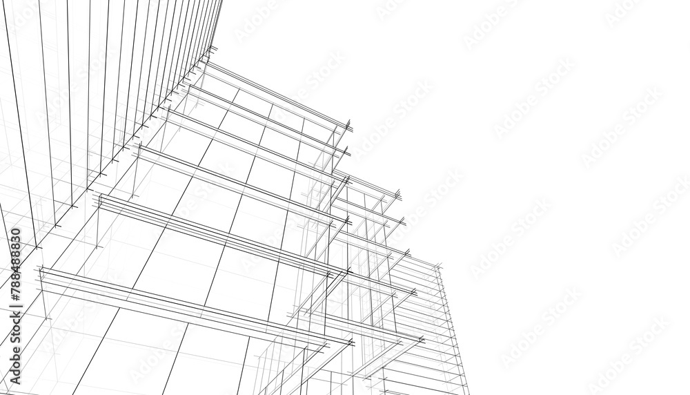 architectural drawing sketch 3d illustration
