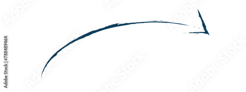 Hand-drawn blue brush arrow vector isolated on a white background.