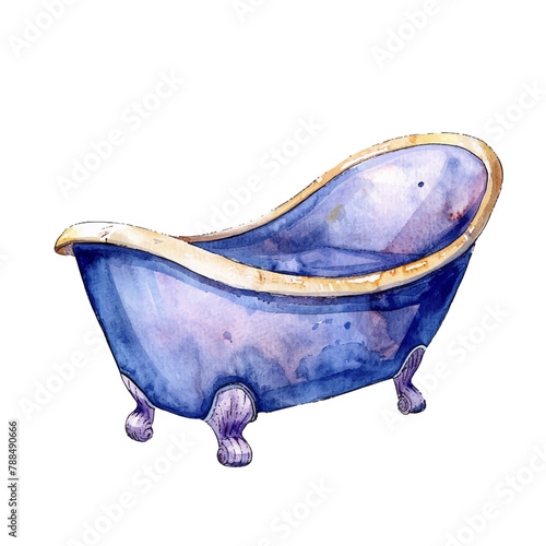 bathtub vector illustration in watercolor style