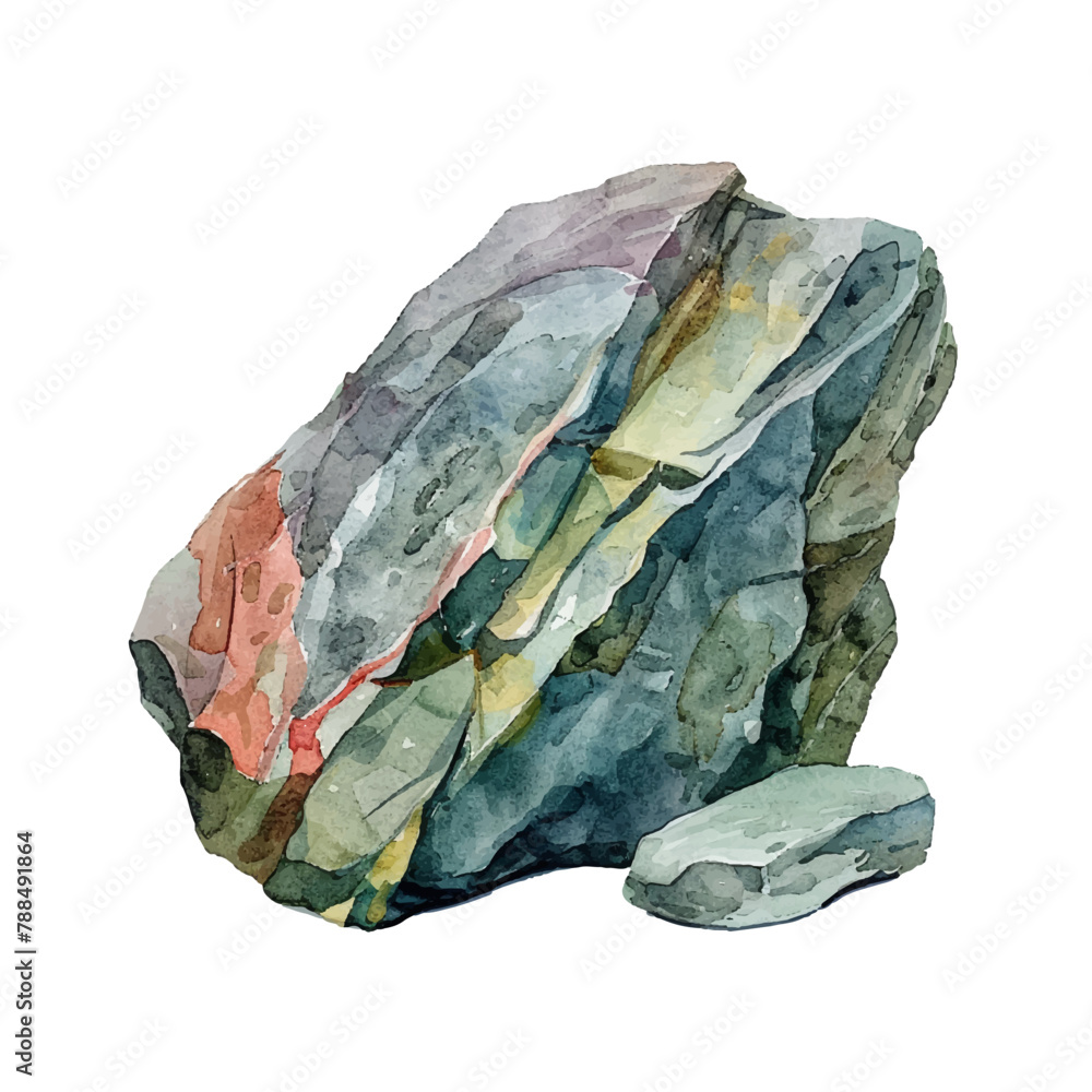 boulder rock vector illustration in watercolor style - obrazy, fototapety, plakaty 