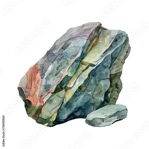boulder rock vector illustration in watercolor style photo