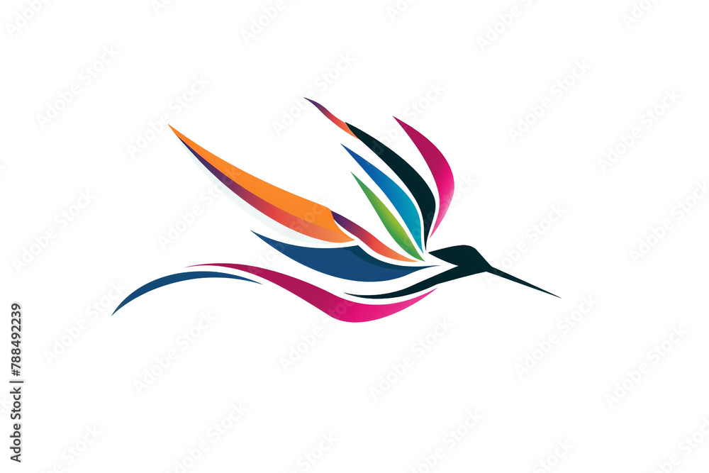 An HD capture of a clean and simple logo featuring an abstract bird in flight, with bold vector lines, set against a white background, exuding professionalism.