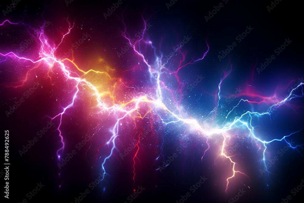 rainbow lightning in the beautiful sky