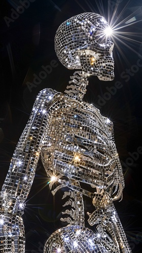 skeleton full body covered of crystals diamonds
