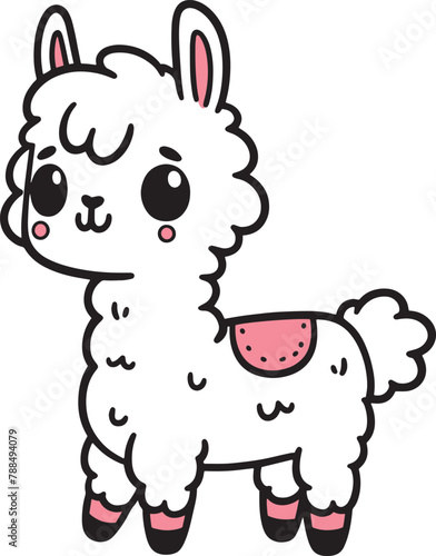 llama 2D cartoon character clipart for children's book