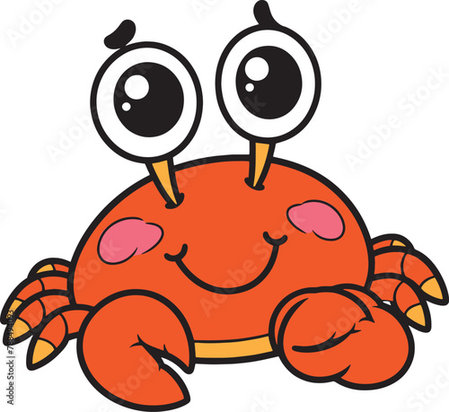 krab 2D cartoon character clipart for children's book