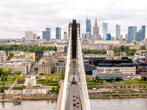 Warszawa, panorama miasta z okolicy mostu Świętokrzyskiego #788494294