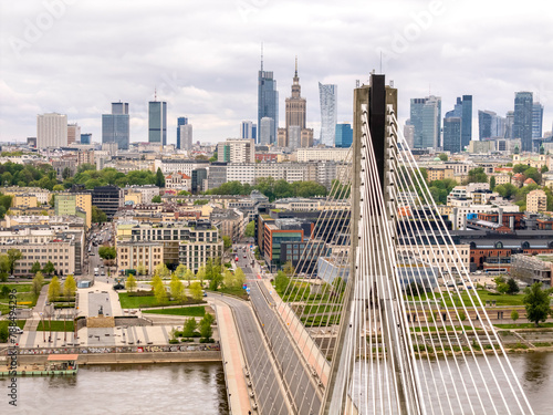 Warszawa, panorama miasta z okolicy mostu Świętokrzyskiego #788494296