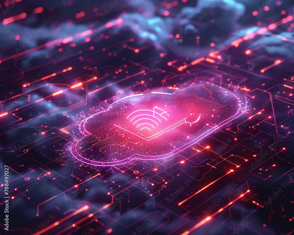a human hand elegantly touching a glowing button to initiate cloud computing Capture the futuristic a human hand elegantly touching a glowing button to initiate cloud computing Capture the futuristic