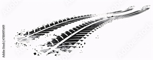 set of vector illustrations tire tracks on white background