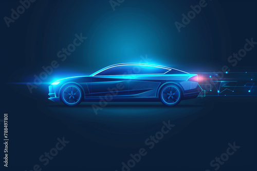 Electric blue car icon logo representing innovation and modernity © Ali