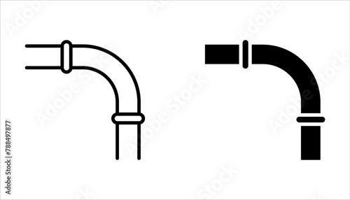 Valve, taps, pipe connectors, pipe details vector icons set. Set of pipe on white background