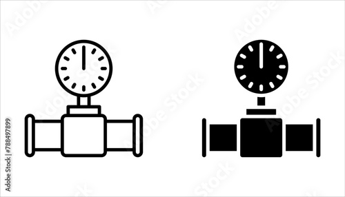Valve, taps, pipe connectors, pipe details vector icons set. Set of pipe on white background