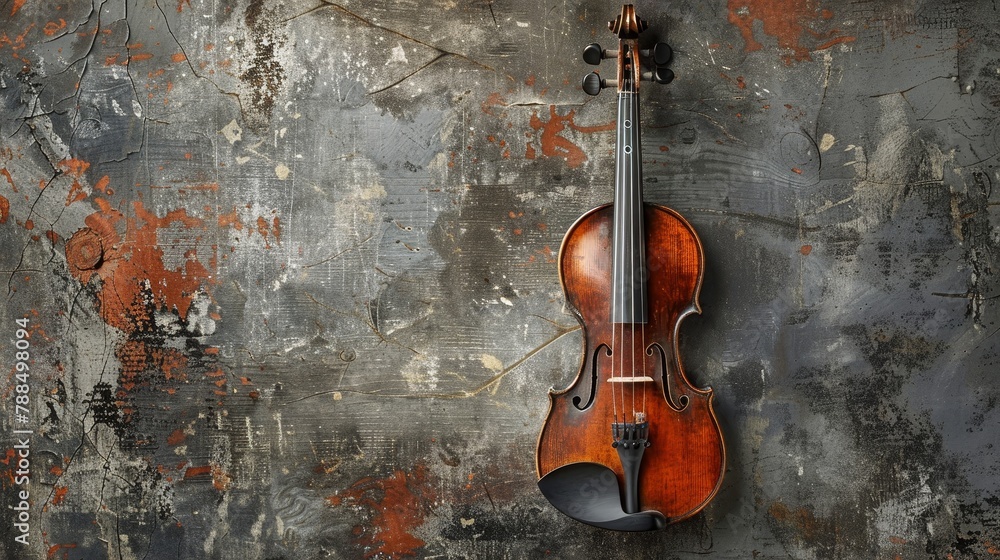 Violin music instrument on grunge light background illustration