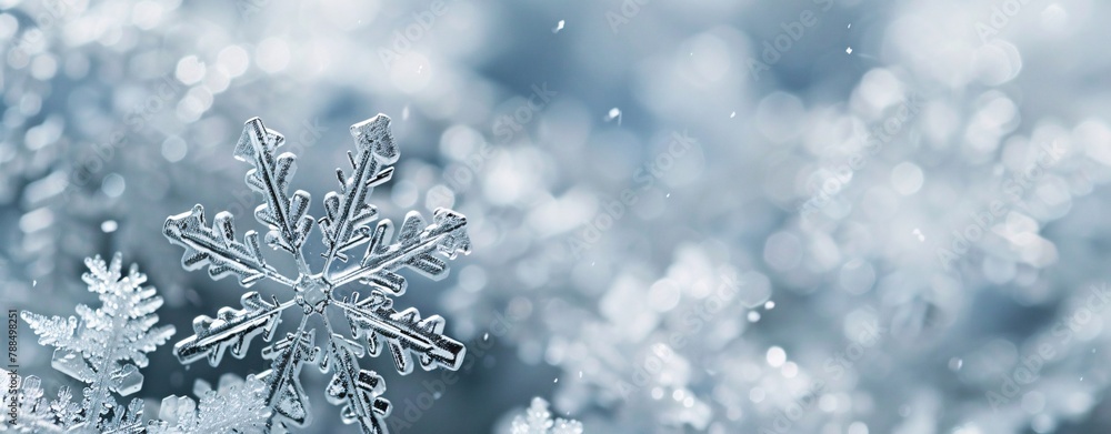 Snowflake macro shot with blurred background Snowflake macro shot with blurred background