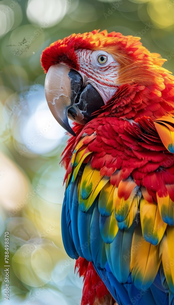 Obraz premium Wildlife Portrait A close-up portrait of a colorful parrot, capturing the essence of wildlife in detail