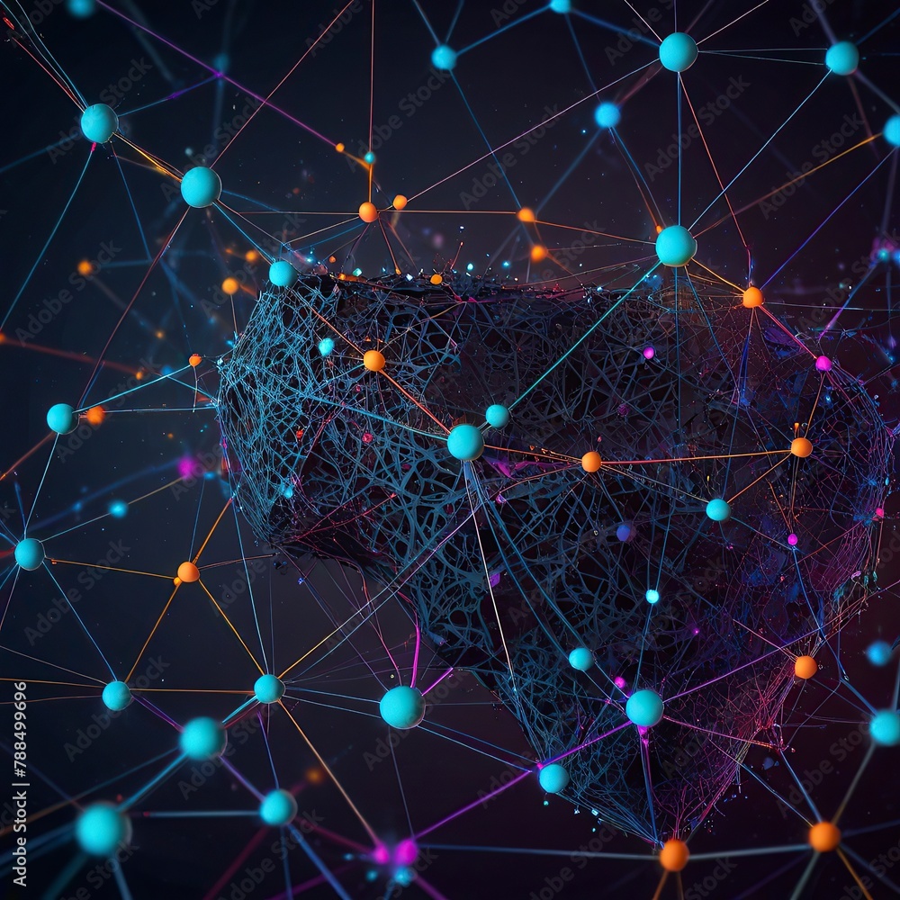 Abstract polygonal space low poly dark background with connecting dots and lines