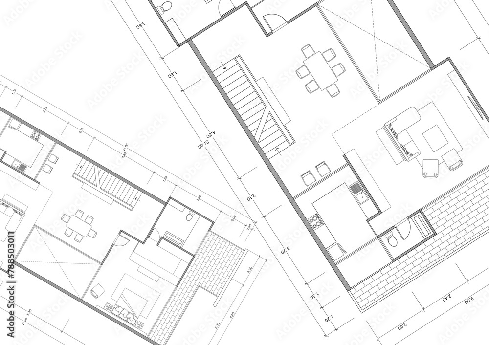 Floor plan designed building on the drawing. Floor plan designed building on the drawing.