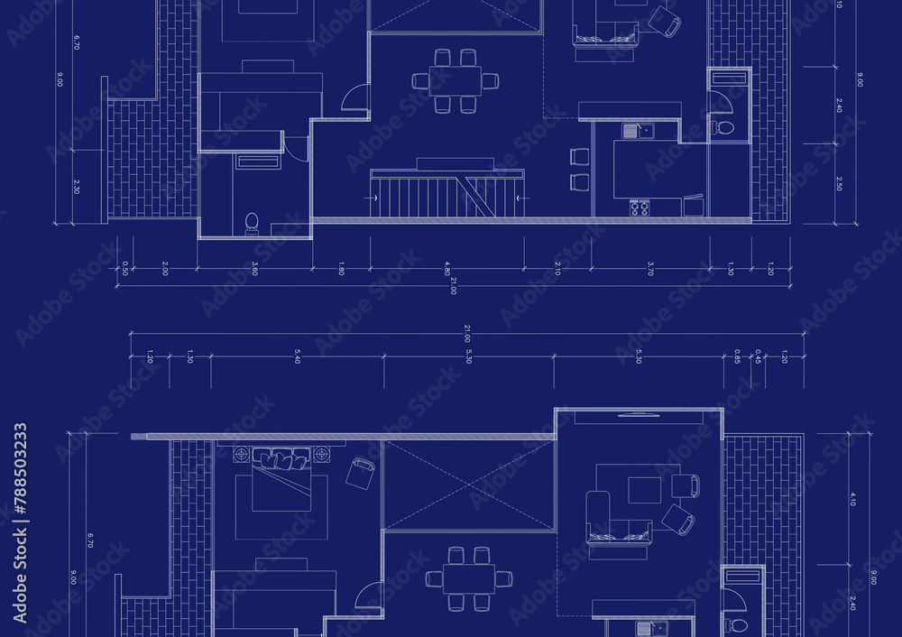Fototapeta premium Write a blueprint architecture for building. 