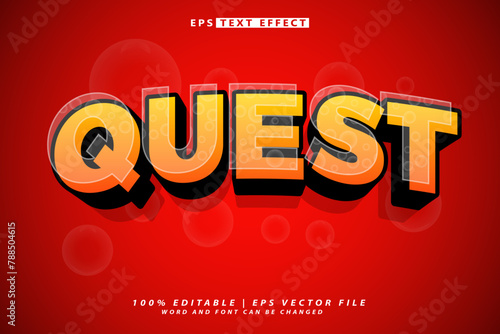 Quest 3d editable text style effect vector