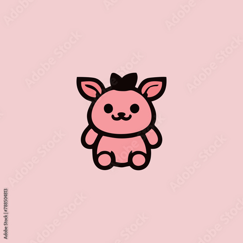 Pig logo, cute sticker, Cute pig brand mascot cartoon character, Animal Logo, Vector illustration of cute shape pig