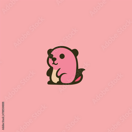 Kawaii hamster logo, cute sticker, Cute hamster brand mascot cartoon character, Animal Logo, Vector illustration of cute shape hamster