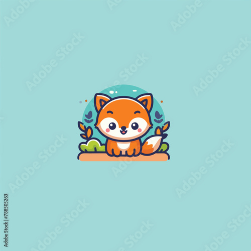 Fox Logo, Cute Fox brand mascot cartoon character, Animal Logo, Circle Logo, Cute Fox illustration vector