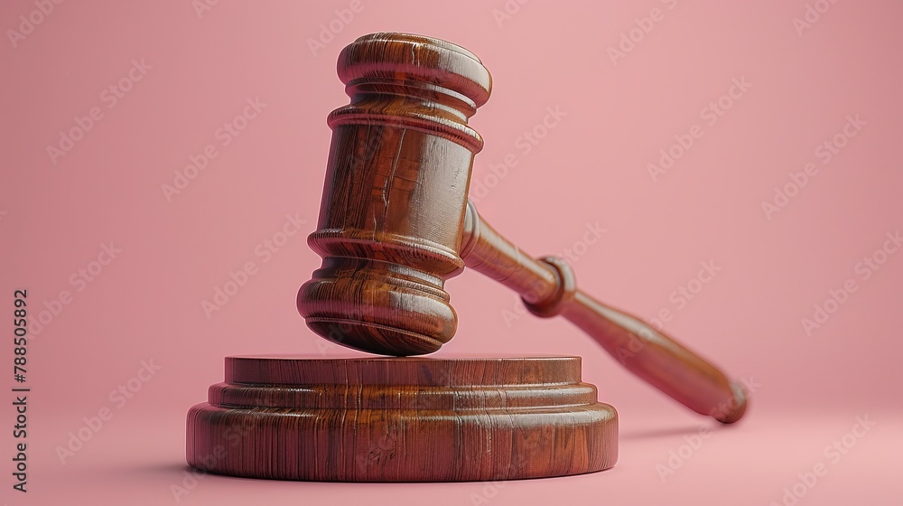 3d render illustration of judge's gavel. Simple icon for web and app. Modern trendy design. Isolated on pink background 3d render illustration of judge's gavel. Simple icon for web and app. Modern trendy design. Isolated on pink background
