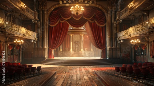 A ballet rehearsal in a grand  old theatre