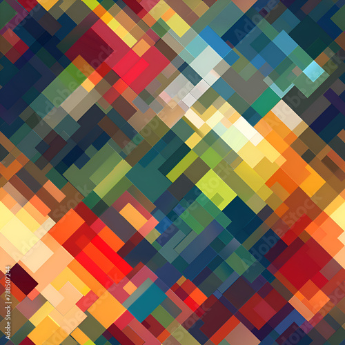 A colorful pattern of squares and rectangles. The squares are of different colors and sizes, and they are arranged in a way that creates a sense of movement and energy. Generative AI