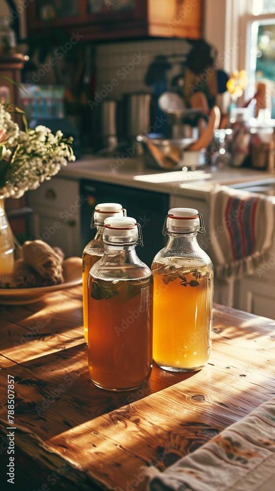 A minimalist-style photograph showcasing a fermentor filled with kombucha, capturing the simplicity of the brewing process. The fermentor, brimming with fermenting kombucha, exudes a sense A minimalist-style photograph showcasing a fermentor filled with kombucha, capturing the simplicity of the brewing process. The fermentor, brimming with fermenting kombucha, exudes a sense