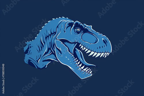 Tranquil azure blue Tyrannosaurus emblem, evoking a sense of calmness and tranquility. © Ali