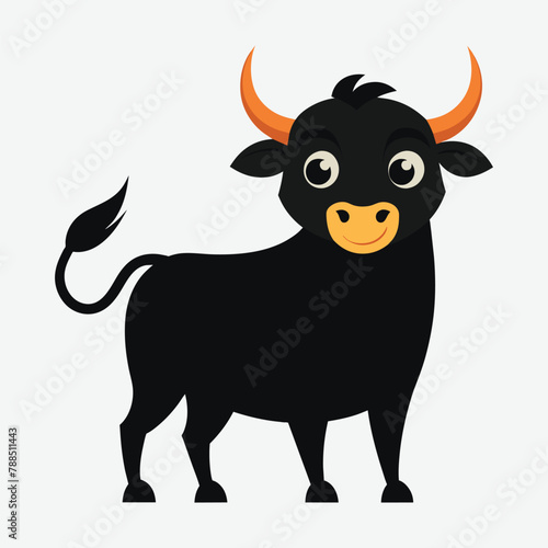 black bull cartoon animal illustration