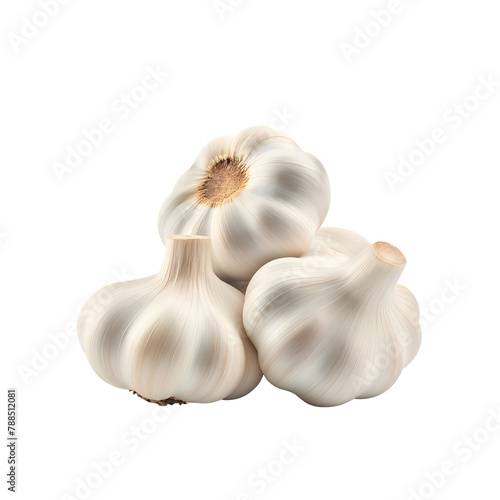 Garlic cloves isolated on transparent background Generative Ai.