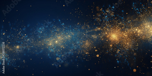 Background of golden particles on blue background. © *Lara*