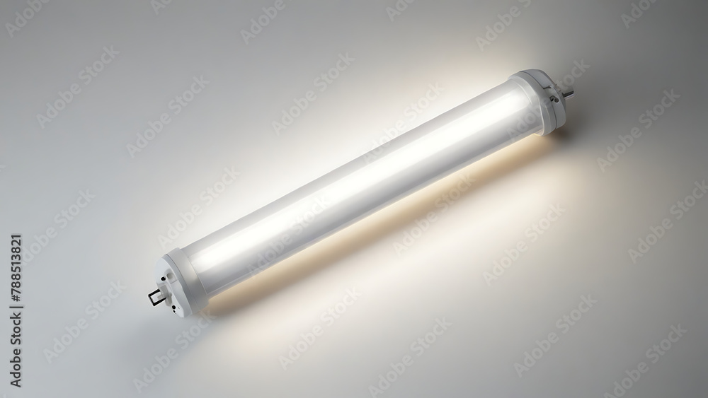 An Illuminated Tube Light, Tubelight or batten Light isolated on Plain background, Bright light, glow An Illuminated Tube Light, Tubelight or batten Light isolated on Plain background, Bright light, glow