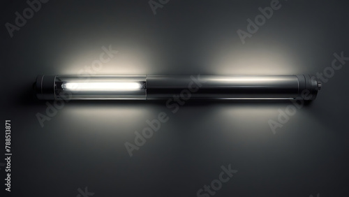 An Illuminated Tube Light, Tubelight or batten Light isolated on Plain background, Bright light, waste photo