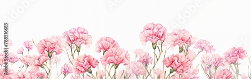 Carnation flowers on heart frame with copy space on pastel background. For posters, greeting card.